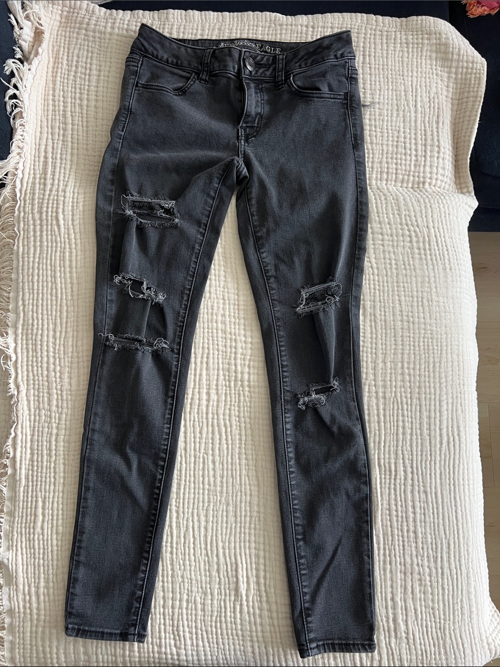 Black Distressed Skinny Jeans - Picture 3 of 9